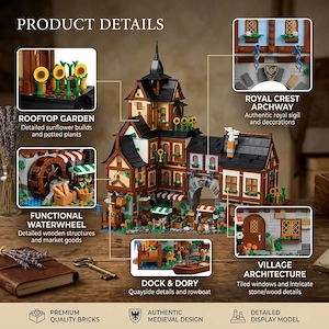 Lego komp. Castle Vár Középkori Város központ Town square 3900db LEPIN ÚJ - kép 7