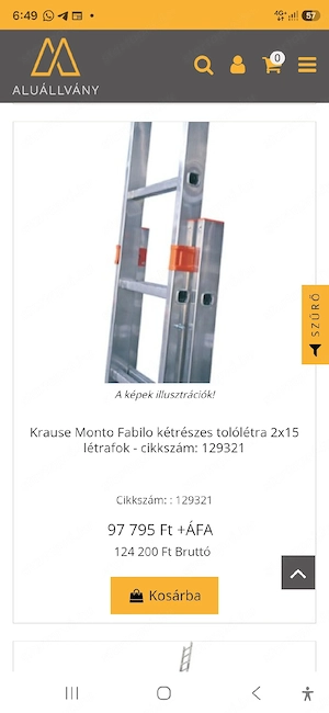 Alu letra 2 x 15 fok , 2 x 4 m - kép 2