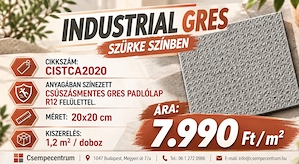 Csúszásmentes ipari gres padlólap 20x20 cm 2 színben - kép 2