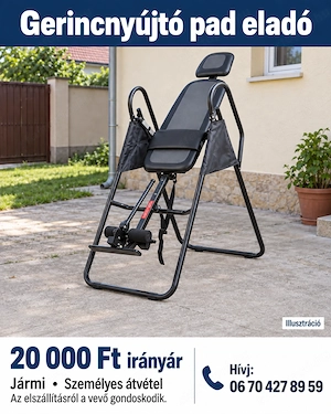 Gravitációs gerincnyújtó pad   20 000 Ft irányár