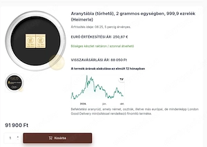 Befektetési arany eladó