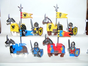 Lego Castle figurák katonák Crusader Black Falcon Sárkány lovag katona 4+4db ló ÚJ