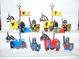 Lego Castle figurák katonák Crusader Black Falcon Sárkány lovag katona 4+4db ló ÚJ - kép 3