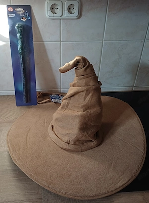 Halloweenre Varázsló kalap, mágikus varázspálcával eladó, új! - kép 5