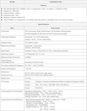 Samsung LE26A451C1 TV & Monitor RF Sscart Hdmi Comp-Video Rca Cvbs S-Video PC Pal Secam eladó - kép 9