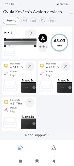 BTC bányászgépek Avalon Mini + Nano 3s 